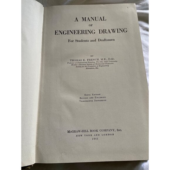 A Manual Of Engineering Drawing By Thomas E. French 1941 Sixth Edition Hardcover - Picture 5 of 16